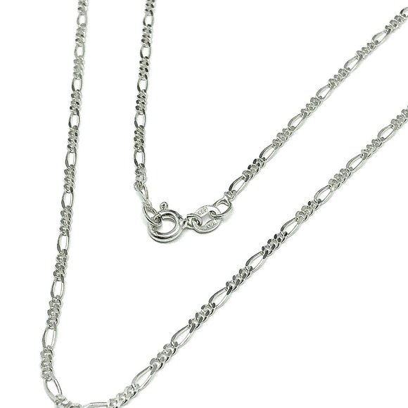Super Fine - Italian Sterling Silver 1.7 mm Mini Figaro Link Chain Necklace 16" - Picture 7 of 7